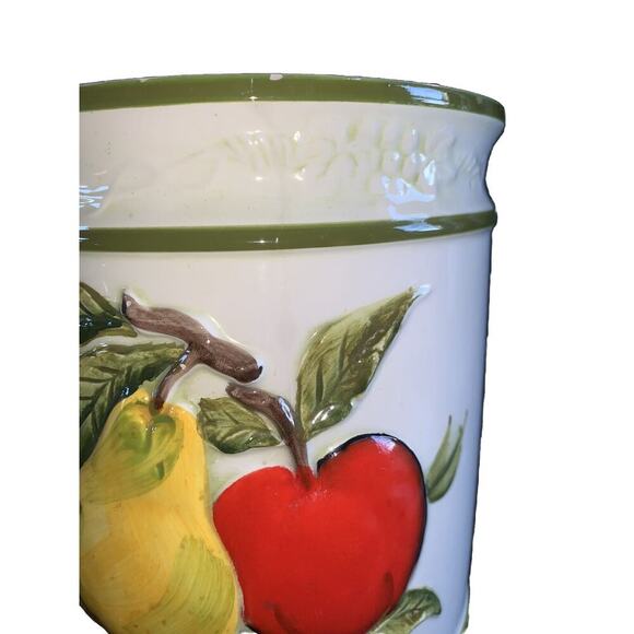 Retro Cookie Jar 1960’s 70's Apple Pear Design Art Deco Kitchen Decor Fruit MCM - Picture 8 of 16